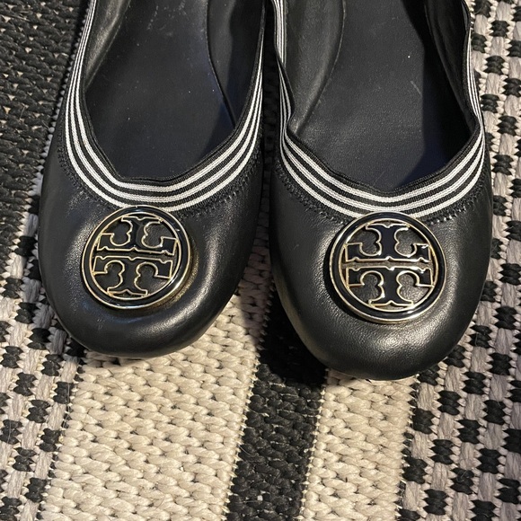 Black Leather Tory Burch Ballet Flats - Picture 3 of 7